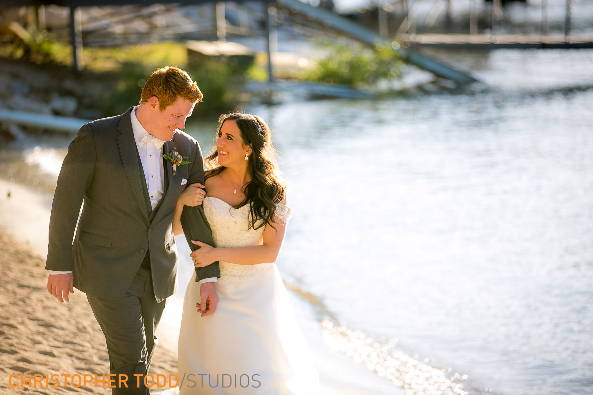 couples first look at lake arrowhead wedding 