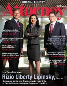 Orange County attorney magazine cover of three attorneys.