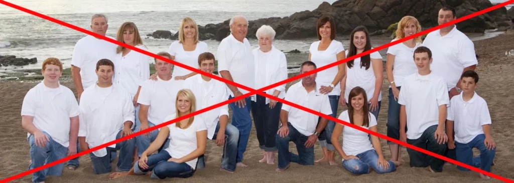 Example Family Photo Matching White Shirts Blue Jeans